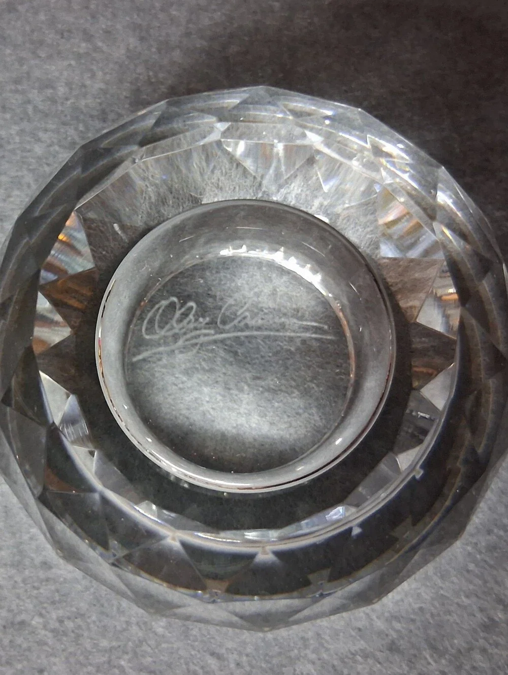 Oleg Cassini Crystal Faceted Ball Cut Candle Holder Votive NIB 2.5